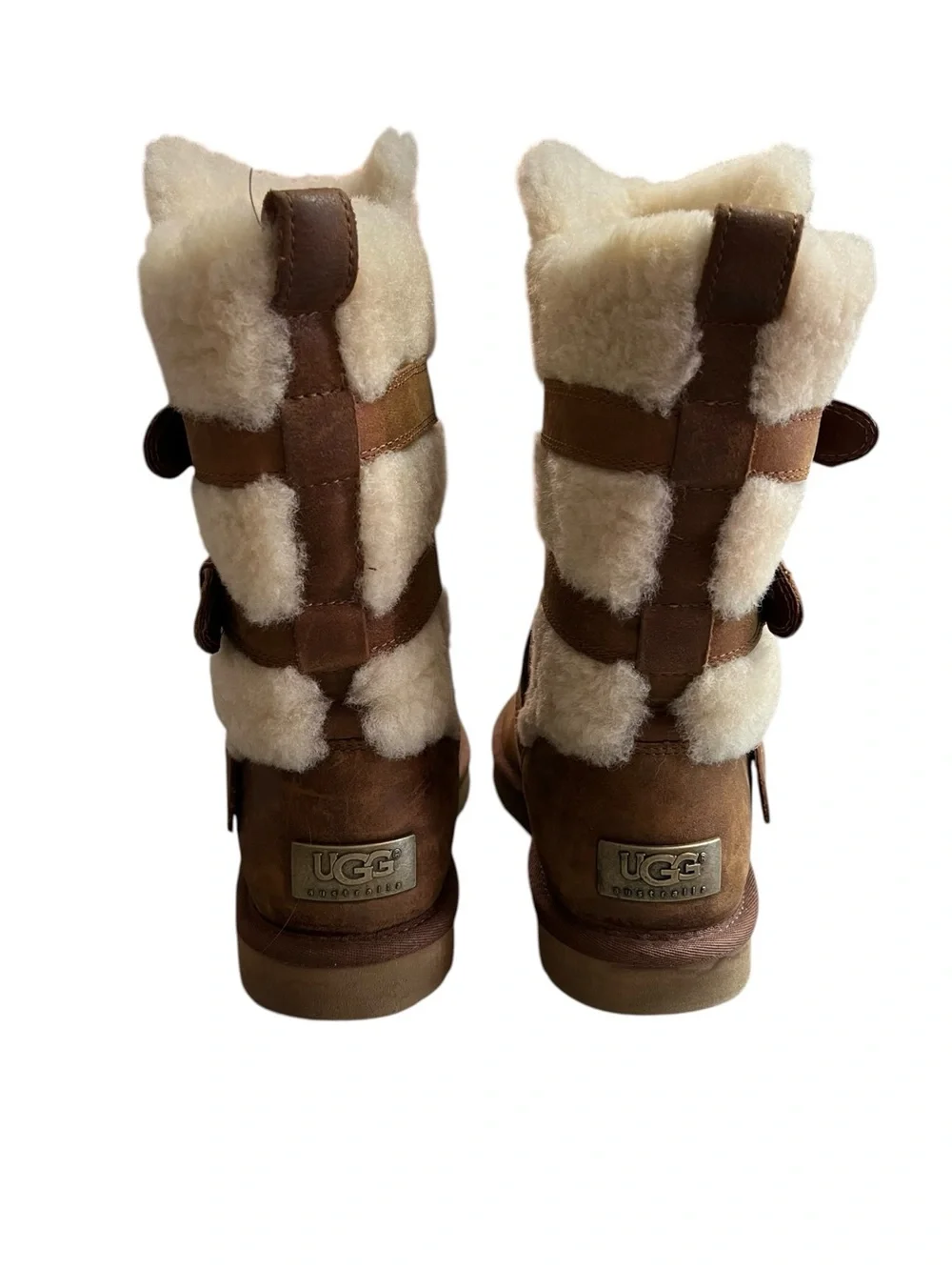 UGG Australia Becket Shearling Buckle Boots Chestnut Brown Women’s Size 8